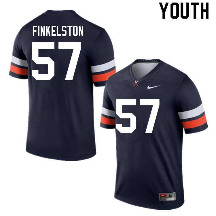 Youth #57 Tucker Finkelston Virginia Cavaliers College Football Jerseys Sale-Navy